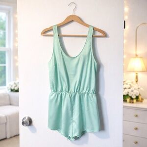 ✨ Victoria’s Secret Mint Green Satin Teddy Romper Size M